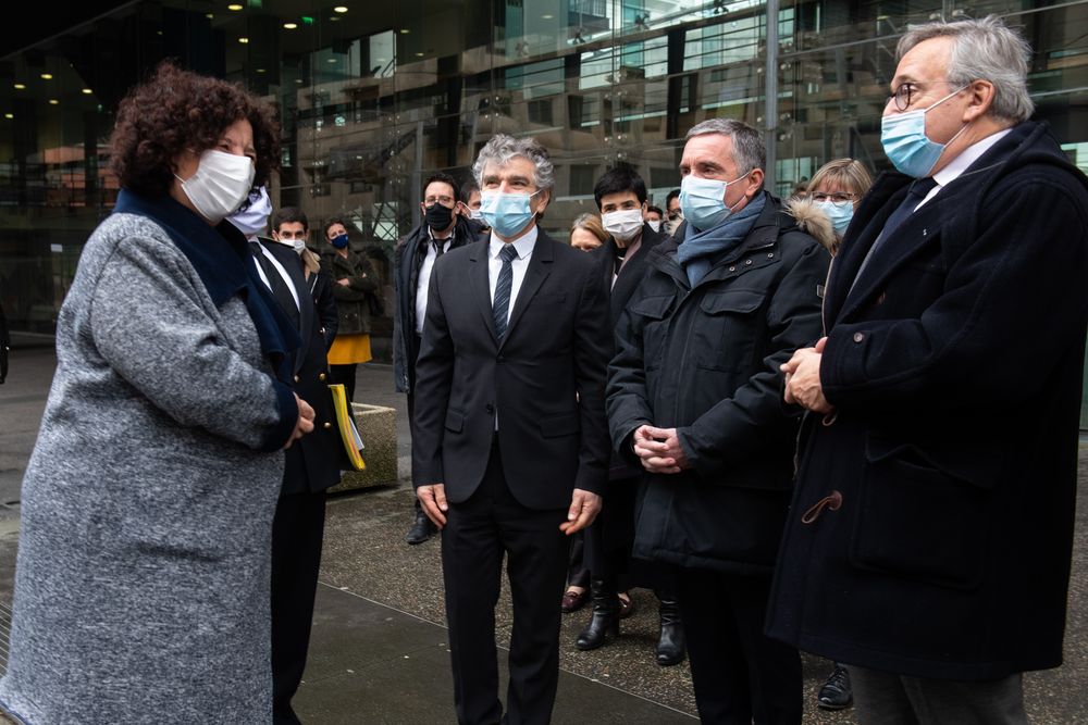 Arrivée de Frédérique Vidal en présence de Patrick Curmi, Michel Bisson et Francis Chouat