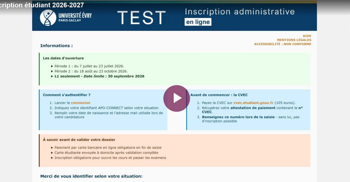 Inscription étudiant 2026-2027 
